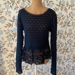 Free People Long Sleeve Tie Back Top